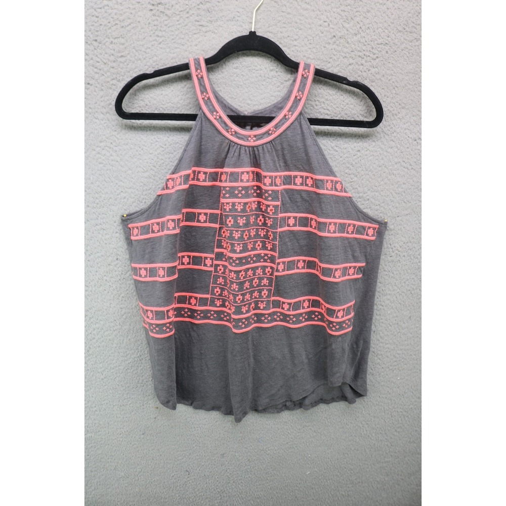 Sundance Halter Style Tank Top-Linen-Large-Embroidered-Beaded-BOHO-Hippie